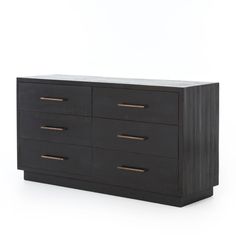 an image of a black dresser with drawers