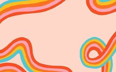 an abstract background with wavy lines in pink, yellow and blue colors on a peach background