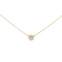 Pair AK's stunning 18k yellow gold and inverted pink sapphire solitaire necklace with any of your favorite AK designs with its adjustable 18" cable chain. Inspired by the totemic symbolism of the sea urchins along the California coast, this delicate piece pairs perfectly with any 'Tribe' birthstone necklaces as well. Yellow Gold Pink Sapphire Necklace, Elegant Yellow Gold Necklaces With Pink Sapphire, Pink Sapphire Round Necklace For Gifts, Pink Sapphire Necklace In Pink Gold As Gift, Pink Gold Necklace With Pink Sapphire For Gift, Pink Gold Pink Sapphire Necklace As Gift, Pink Gold Pink Sapphire Necklace Gift, Fine Jewelry Pink Sapphire Round Necklaces, Fine Jewelry Pink Sapphire Necklace