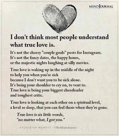 a poem written in black and white with a heart drawn on the page, which reads i do not think most people understand what true love is