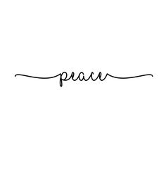 the word peace written in cursive handwriting