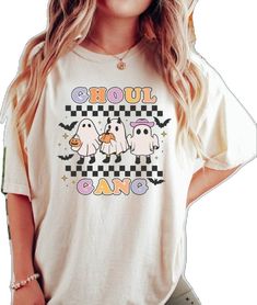 Casual White Shirt For Halloween, Spooky White Graphic Print Top, Spooky White Tops For Streetwear, White Spooky Tops For Streetwear, Halloween White Graphic Tee, White Halloween Graphic Tee, White Halloween Graphic Print Top, Halloween Graphic Tee In White, White Halloween Letter Print Top