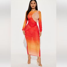 Nwt. Perfect Unworn Condition. Size: Medium. Very Stretchy Material. Will Ship Fast! Message Me With Questions. Red Sheer Dresses For Spring, Red Long Sleeve Bodycon Summer Dress, Red Long Sleeve Bodycon Dress For Summer, Red Fitted Bodycon Beach Dress, Summer Long Sleeve Ruched Mesh Dress, Red Bodycon Beach Dress, Red Fitted Bodycon Dress For Beach, Red Bodycon Dress For The Beach, Orange Sheer Dress For Spring