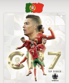 the portugal soccer team is featured in this poster