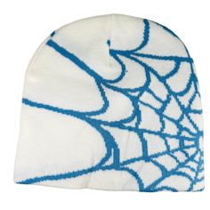 Thick Warm Autumn Knitted Hat Women Men's Halloween Jacquard Hip Hop Winter Unisex Spider Web Beanie In White With Blue Spiderweb One Size Fits Most Adults All Of My Items Are Either One-Of-A-Kind, Vintage, Gently Worn Or Made In Very Limited Quantities, So If Something Catches Your Eye, Snap It Up Before Someone Else Does. Themed White Cap, White Themed Cap, White Novelty Hat For Halloween, White Beanie For Halloween, White Halloween Cap, Blue Novelty Hat, One Size Fits Most, Handmade Blue Beanie For Winter, Blue Knitted Winter Beanie, Spiderweb Beanie