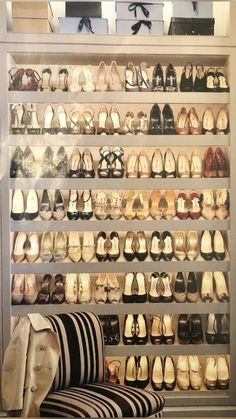 a shoe rack filled with lots of shoes