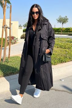 Available In Khaki And Black. Trench Coat Longline Double Breasted Button Front Closure Collar Pockets Belted Fully Lined Self: 55% Cotton 32% Polyester 13% Nylon Lining: 100% Imported | Know Your Lies Trench Coat in Black size XS by Fashion Nova