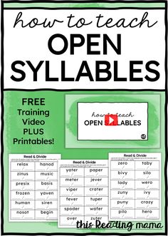 an open syllabies poster with the text how to teach open syllables