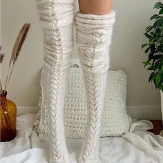 Super Cute And Stylish Ships In 5-10 Business Days White Thigh High Socks, Angora Socks, Lingerie Patterns, Over Knee Socks, Bed Socks, Cool Winter, Fluffy Socks, Sock Knitting Patterns, Women Leggings