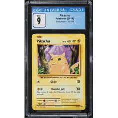 a pokemon card with the name pikachu on it's front and back