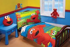 the sesame street bedding set is ready to be made into a child's room