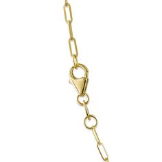 14K Yellow Gold Paperclip Chain. The chain measures approximately 18" in length and approximately 1.5mm in width. Yellow Gold Paperclip Necklace With Lobster Clasp, 14k Gold Paperclip Bracelet With Lobster Clasp, Yellow Gold Paperclip Bracelet With Figaro Chain, 14k Gold Paperclip Bracelet With Adjustable Chain, 14k Gold Paperclip Bracelet With Figaro Chain, 14k Yellow Gold Paperclip Bracelet With Figaro Chain, 14k Yellow Gold Paperclip Chain Necklace, 14k Yellow Gold Figaro Chain Paperclip Bracelet, 14k Yellow Gold Cable Chain Paperclip Bracelet