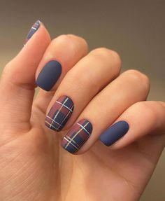 Flannel Nails Fall, Scotland Nails, Blue Plaid Nails, Fall Nails Plaid, Plaid Nail Designs, Plaid Nail Art, Matte Nail Polish, Plaid Nails, Matte Nails Design