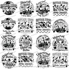 the logos for universal studios and universal studios'20th anniversary celebrations, including disneyland world