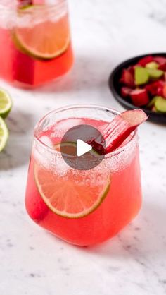 two glasses filled with watermelon and limeade