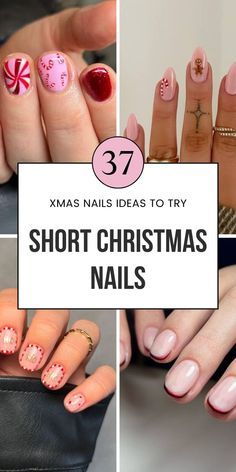 Natural Nails For Christmas, Fine Nail Art, Short Almond Christmas Nails Winter, Short December Nail Ideas, Dark Red Christmas Nails Short, Short Christmas Nails Design, December Nail Art Designs, Red Glitter French Tip Nails Christmas, Xmas Light Nails