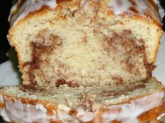 a loaf of cinnamon bundt cake with icing