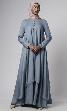 Wear Muslimah Abaya Dress Muslimah Abaya, Mauve Nails, Flared Top, Prayer Meeting, Open Abaya, Abaya Dress, Modest Wear, Perfect Wardrobe, Abaya Fashion