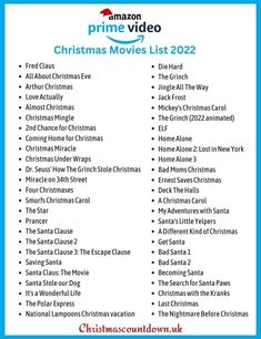 the christmas movies list is shown in blue