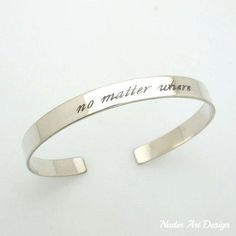 Message Cuff Bangle for her. Engraved Sterling Silver - Quote cuff - Nadin Art Design - Personalized Jewelry Bracelets Bff, Initial Bracelet Silver, Motivational Bracelets, Custom Engraved Bracelet, Engraved Cuff, Bracelet Quotes, Diamond Initial Necklace, Sister Bracelet, Bff Gift