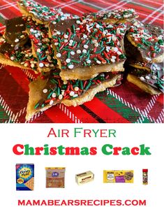 Easy To Make Christmas Treats, Air Fryer Christmas, Cracker Candy, Cracker Toffee, Bear Recipes, Christmas Sprinkles, Saltine Crackers, Candied Bacon, Dessert Ingredients