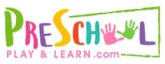 the preschool play and learn logo with hands painted on it's side, which reads preschol