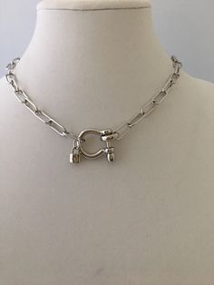 Excited to share the latest addition to my #etsy shop: Carabiner Chain Necklace-Clasp Chain Necklace- Shiny Silver Chain Necklace-European Chain Necklace-Shackle Jewelry- CZ Star Padlock Charm #silver #brass #chainnecklace #screwclasp #women #europeandesign Silver Metal Necklace With Carabiner Clasp, Silver Necklace With Carabiner Clasp In Metal, Silver Link Chain Necklace With Carabiner Clasp, Silver Link Jewelry With Carabiner Clasp, Silver Chain Link Necklace With Toggle Clasp, Silver Necklaces With Hook And Links For Everyday, Silver Chain Necklace With Toggle Clasp, Everyday Silver Necklace With Hook And Links, Silver Link Toggle Necklace With Lobster Clasp