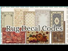 rug decals are shown with the words rug decal code in front of them