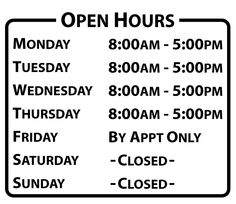 an open hours sign is shown in black and white