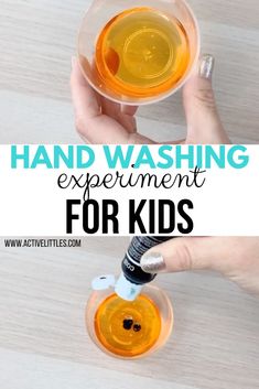 hand washing experiment for kids with text overlay that reads, hand washing experiment for kids