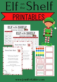 elf on the shelf printables for christmas and other holiday activities with text overlay