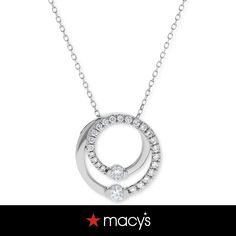 in stock Macy's Diamond Necklace With Round Diamond Accents, Macy's Round Diamond Necklace With Diamond Accents, Macy's White Gold Cubic Zirconia Necklace, White Gold Tension Setting Necklace, White Gold Necklaces With Tension Setting, Macy's White Gold Anniversary Necklace, Macy's White Gold Necklace For Anniversary, Macy's Diamond Necklace With Brilliant Cut, Macy's Cubic Zirconia Brilliant Cut Necklaces