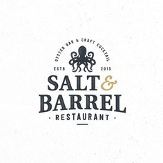 the logo for salt and barrel restaurant, with an octopus on it's head