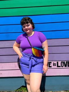 You will be enchanted to meet our new high-waisted shorts in purple! Between the fun color, stretchy material, pockets, and great length, these will be your new go-to shorts for the end of summer! Need outfit ideas to wear with purple? We love pairing purple with bright orange, yellow, and green! Fun purple color POCKETS YAYYY High waisted fit Perfect style to wear for the end of summer and early fall True to size 45% Polyamide 50%Rayon 5%Spandex Haley is 5'4 wearing a size 1X, she typically wea Purple Fitted Shorts For Summer, Fitted Purple Shorts For Summer, Fitted Purple Summer Shorts, Stretch Lavender Shorts For Summer, Stretch Lavender Shorts, Purple Elastic Waistband Shorts For Summer, Purple Shorts With Elastic Waistband For Summer, Purple High Waist Shorts For Summer, Purple Stretch Shorts With Elastic Waistband