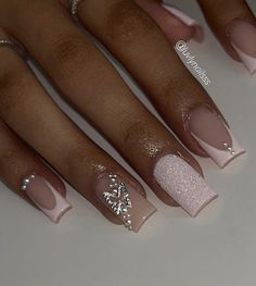 Girly Acrylic Nails, French Tip Acrylic Nails, French Acrylic Nails, Short Square Acrylic Nails, Unique Acrylic Nails, Square Head, Short Acrylic Nails Designs