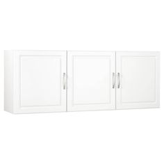 a white cabinet with two doors and three drawers