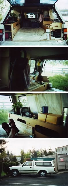 the interior and exterior of a camper van