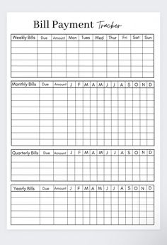 the bill payment tracker is shown in black and white, as well as an image of a