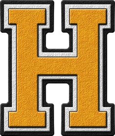 the letter h is made up of black, white and yellow foam with grey trim