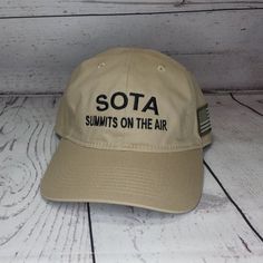 Tactical Hat with Custom Embroidered SOTA SUMMITS ON THE AIR on front and your Call Sign on the back with American Flag Patch on the left side My wife, two of our three sons, and myself are all hams and pride ourselves in making great looking callsign wear for the ham community. If you are looking for a different style of hat, or embroidery design please see our other listings or message me. We offer many hat styles and colors, as well as, several embroidery designs for call sign hats. - High qu Call Sign, Tactical Hat, American Flag Patch, Hat Styles, Hams, Embroidered Gifts, Flag Patches, Amateur Radio, Embroidered Baseball