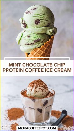 Delight in mint chocolate chip protein coffee ice cream! Cool, creamy, and a delicious way to enjoy protein. #MintChocoIceCream #CoffeeTreat #ProteinDessert Coffee Ice Cream Recipe, Protein Ice Cream Recipes, Ice Cream For Breakfast, Protein Coffee, Coffee Treats, Coffee Granules, Protein Ice Cream, Mint Chocolate Chip, Coffee Ice