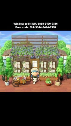 an animated image of a house with plants growing on the roof and in front of it