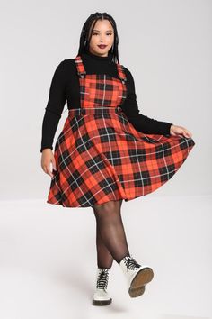 Welcome Summerween in this cute plaid pinafore dress! Featuring soft orange and black plaid fabric with a flare skirt, pockets and adjustable straps! Please check size chart before ordering. Black Check Winter Dress, Chic Cheap Plaid Dresses, Cheap Chic Plaid Dresses, Cute Plaid Dress Womens, Cheap Fitted Pinafore Dress For Fall, Orange Black Polka Dot Dress, Fall Pinafore Dress With Pockets, Black And White Check Dress For Fall, Cheap Plaid Winter Dress