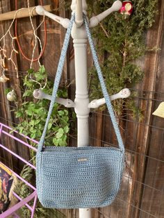 "The Sak Crochet Elegant Light Blue   Shoulder Bag / Purse, 11\"W X 7.5\" H, 13\"H Strap , zipper opening front , inside  zipper opining ,blue lining .Perfect size for cell phone, make-up bag, change purse. No wear but bottom of the bag end the side has with little greenish color. Other than that I would say very good.please email us with your questions. Thank you for looking." Light Blue Satchel Shoulder Bag For Everyday, Light Blue Shoulder Bag With Zipper For Daily Use, Light Blue Everyday Satchel Shoulder Bag, Everyday Light Blue Satchel Shoulder Bag, Everyday Light Blue Satchel With Adjustable Strap, Everyday Light Blue Shoulder Bag Satchel, Light Blue Satchel For Everyday Use, Light Blue Shoulder Satchel, Blue Crochet Satchel Bag For Daily Use