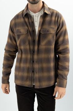 Layer through the seasons in this versatile plaid shirt-jacket that's extrasoft thanks to cotton twill and and a roomy fit. 29" length Front button closure Point collar Long sleeves with button cuffs Chest button-flap patch pockets; side-seam pockets 100% cotton Machine wash, tumble dry Imported Twill Shirt, The Seasons, Dungarees, Plaid Shirt, Shirt Jacket, Cotton Twill, Cocoa, Nordstrom, Long Sleeves