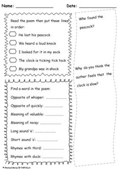 a printable worksheet with words and pictures to describe the poem, which is in