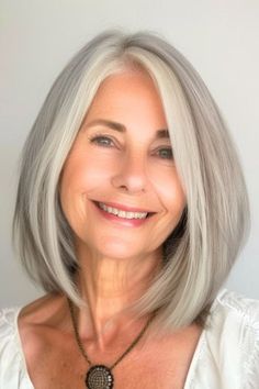 Gray Bob Hairstyles, Gray Bob, Grey Bob Hairstyles, Haircut For Fine Hair, Medium Hair Styles For Women, Hair Silver, Hairstyles For Women Over 60, Blonde Bob Hairstyles