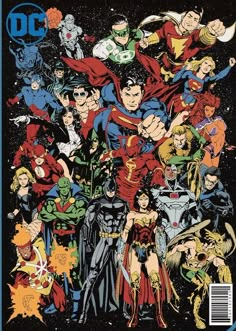 dc comics cover with many different characters