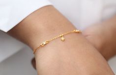 14k Gold Chain Bracelet, Stackable Bracelet, Zircon Bracelet, Long and Short Chain Bracelet, Minimal Chic Bracelet, Gift For Her Specifications :--- ✔️ Made to Order ✔️ Metal Options ~ 14K Gold Vermeil ✔️ Chain Length ~ 7.5 Inches ✔️ Zircon Size ~ 2mm / 1.5mm ✔️ Handmade Jewelry ✔️ Ready to Ship in 10-14 Business Days. ❤ Everything in my shop is handmade. ❤❤ Each item will be beautifully packed in a recycled box. I happily take all customized orders. Q: What is 14k gold vermeil? A. Gold vermeil Gold Diamond Bracelet With Delicate Chain As Gift, Dainty Jubilee Charm Bracelet For Anniversary, Dainty Gold Plated Chain Bracelet For Anniversary, Delicate Gold Charm Bracelet For Anniversary, Dainty Gold Charm Bracelet For Anniversary, Dainty Charm Bracelets For Anniversary, Dainty Gold Plated Charm Bracelet For Anniversary, Dainty Charms Bracelet For Anniversary, Bracelet Minimal