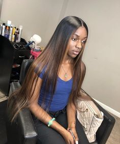 Ombre Hair Black Women, Sleek Braided Ponytail, Hair Color For Dark Skin, Black Hair Inspiration, Girl Hair Colors, Brown Ombre Hair, Straight Weave Hairstyles, Sew In Hairstyles, Frontal Hairstyles